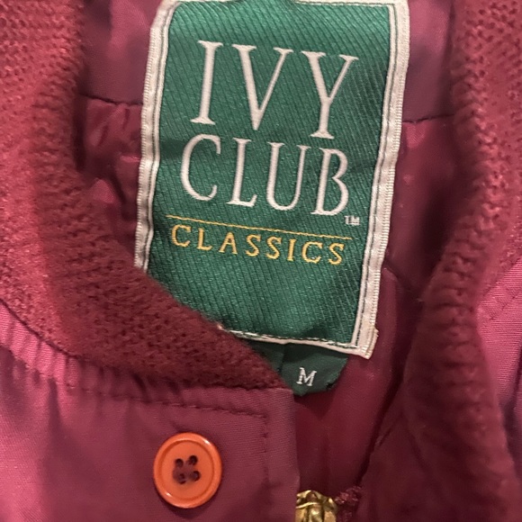 Vintage 80's Ivy Club Classic Jacket Men Medium Bomber Jacket Maroon - Picture 3 of 6